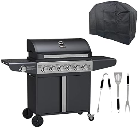 Sleek Six-Burner Black Barbecue Machine