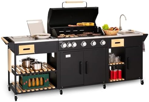 High-Power Six-Burner Outdoor Grill Station