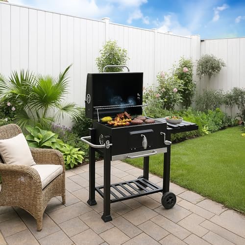Mobile Charcoal Smoker with Storage Features